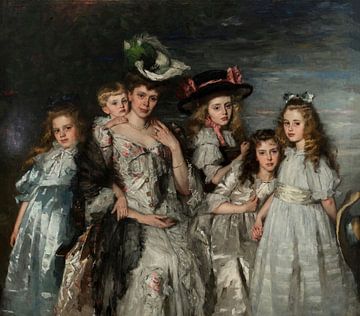 Portret van mevrouw A.G.M. van Ogtrop-Hanlo (1871-1944) en haar vijf kinderen, Thérèse Schwartze