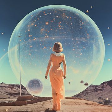 Vintage Space Collage Orb Art van Samantha Hearn