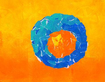 Oranje in een blauwe kom collage van Karen Kaspar