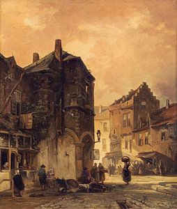 Elias van Bommel, paysage urbain néerlandais, 1867 sur Atelier Liesjes