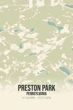 Carte ancienne de Preston Park (Pennsylvanie), USA. sur Rezona