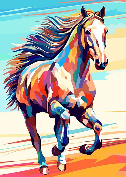 Pferd Wild Natur WPAP Farbe Stil von Mason Scott