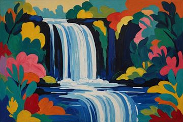 Wasserfall im Stil von Henri Matisse von De Muurdecoratie