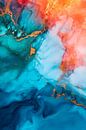 Abstracte kleurenexplosie in blauw-oranje van Poster Art Shop thumbnail