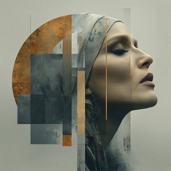 Geometric dreams - Surreal silhouette of a woman with headscarf by MArt