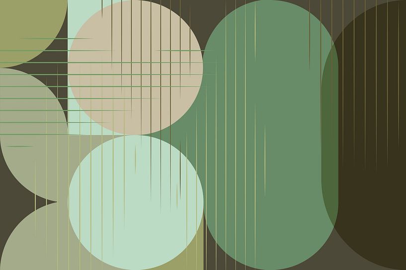 Mid-Century Bauhaus Arcs Arrondis Géométries Abstraction par Mad Dog Art