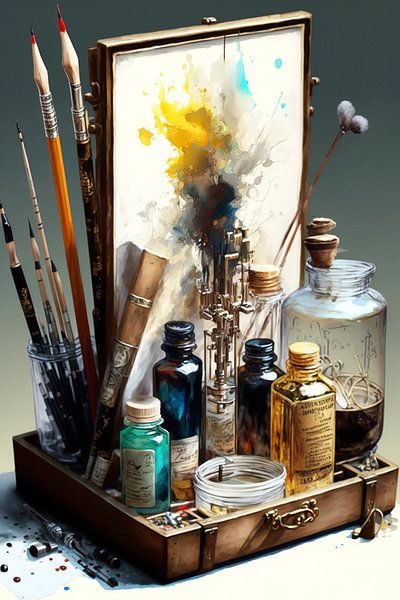 Arbeitsplatz Maler Utensilien Atelier Vision Traumwelt Kunst von gm_designs