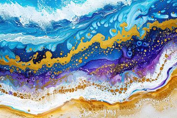 Abstracte kunst strand en oceaan 01 van Matthias Hauser
