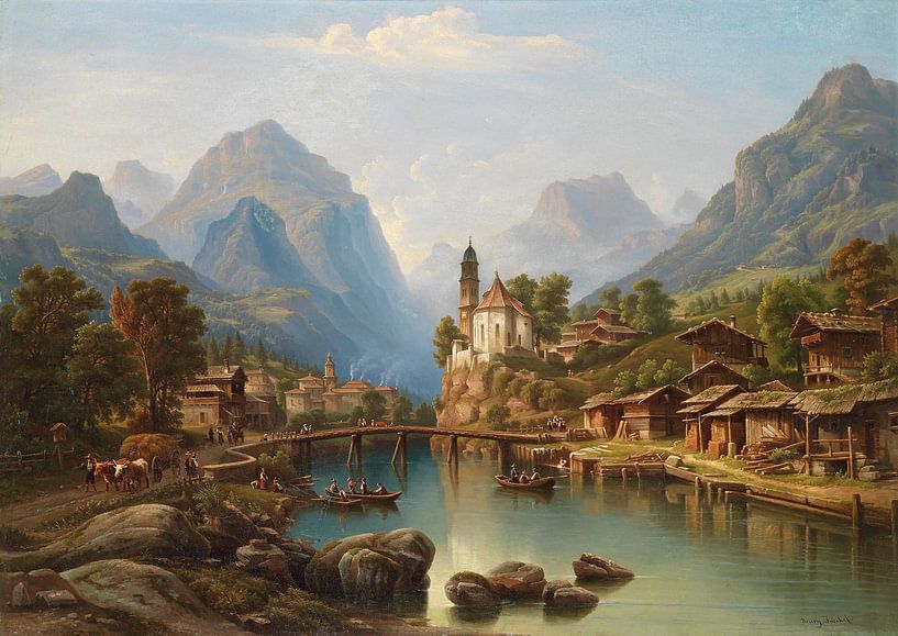 Henry Jaeckel-Landscape rich in decorative figures by finemasterpiece