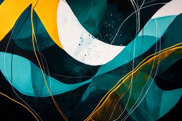 Abstract shapes in blue and yellow by Poster Art Shop