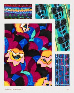 Buntes Vintage-Art-Deco-Muster, Variationen 13