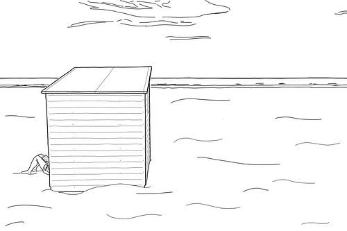 Strandkabine mit verstecktem Leser