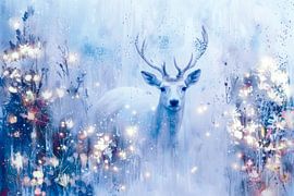 Winter Forest - Mystical Deer in Serene Landscape by Eva Lee