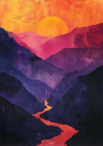 Moon Landscape Nature Mountains Expressionism No 7