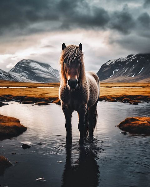 Cheval islandais dans la nature par fernlichtsicht