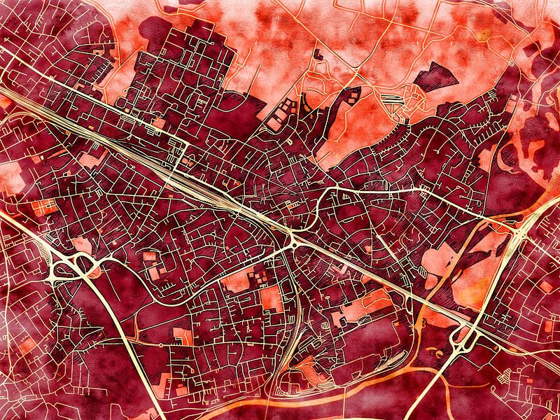 Map of Troisdorf with the style 'Amber Autumn' by Maporia