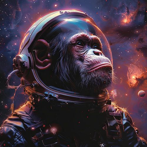 Aap astronaut in de ruimte