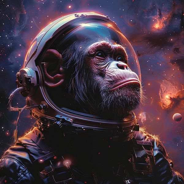 Singe astronaute dans l'espace par Poster Art Shop