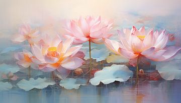 Lotus-Ölgemälde-Panorama von TheXclusive Art