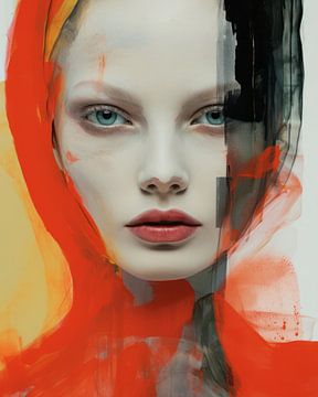 Portrait moderne et abstrait coloré sur Carla Van Iersel