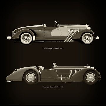 Duesenberg SJ Speedster 1933 et Mercedes-Benz SSK-710 1930