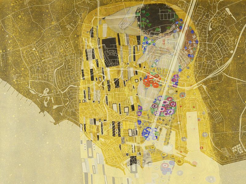 Map of Vlissingen with the Kiss by Gustav Klimt by De Kaartenwinkel