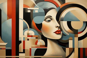 Abstract art deco style with a beautiful woman