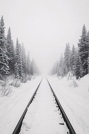 Verlassene Eisenbahn im verschneiten Wald von Art & Soul Creations