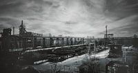 Landschaftspark Duisburg Nord - Panorama Silhouette - steelworks, colliery and blast furnace in the 
