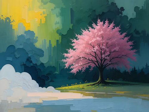 Kersenbloesems in aquarelstijl