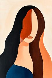 Abstracte Frau mit farbigen Haaren von Poster Art Shop