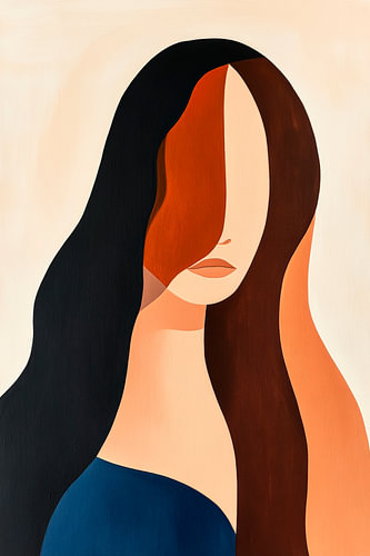 Geabstraheerde vrouw met gekleurd haar