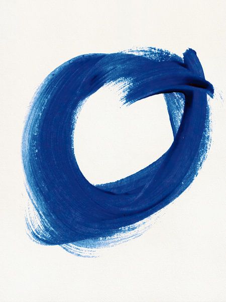 Strokes 8C | Indigo Enso Heart Brushstroke Abstract by Menega Sabidussi