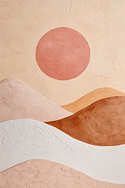 Abstract landscape in rust-red and beige by Dave Schloffi