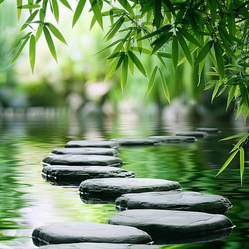 Meditatieve stenen in het water