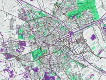 City map Groningen | Urban Twilight | Purple Green