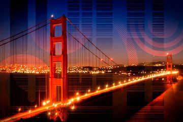 Golden Gate Bridge | Geometrisch mengsel nr. 1 van Melanie Viola