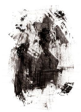 Minimalist ink brush strokes in black on white no. 1 by Dina Dankers