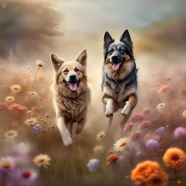 Bergers de Bohême jouant dans un champ de fleurs par Johannas Art Creations