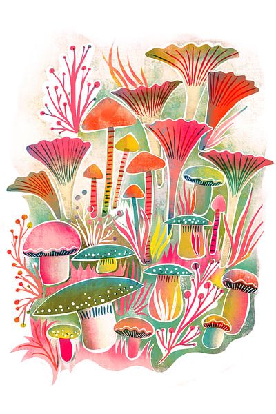 Funghi Forest Siebdruck von uta krogmann