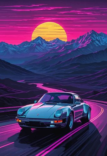 Porsche 959 - Synthwave Neon