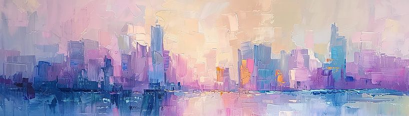 Stadt Abstrakt Pastell | Pastell Metropole Reflexion von Abstraktes Gemälde