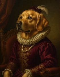Golden Retriever-Porträt im Renaissance-Stil – aristokratisches Tierporträt für das Wohnzimmer