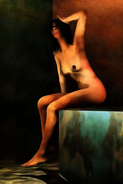 Nu érotique - Femme nue profitant de la sensation d'eau sur la peau nue par Jan Keteleer