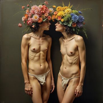 Stel met boeket van The Nudes Gallery