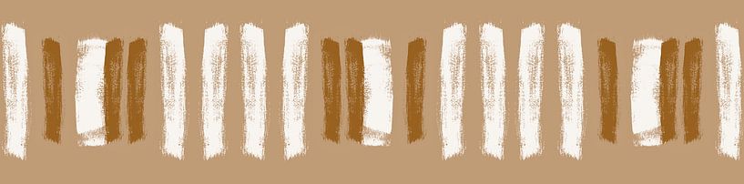 Skandinavische Pinselstriche Panoramabild Beige Braun von Mad Dog Art