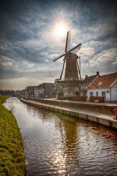 Mill on the harbor of Leur by Egon Zitter