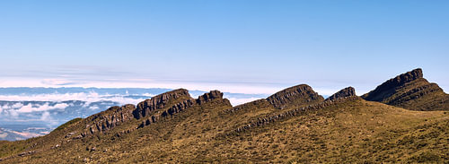 Paramo high andean mountain blue claudy sky