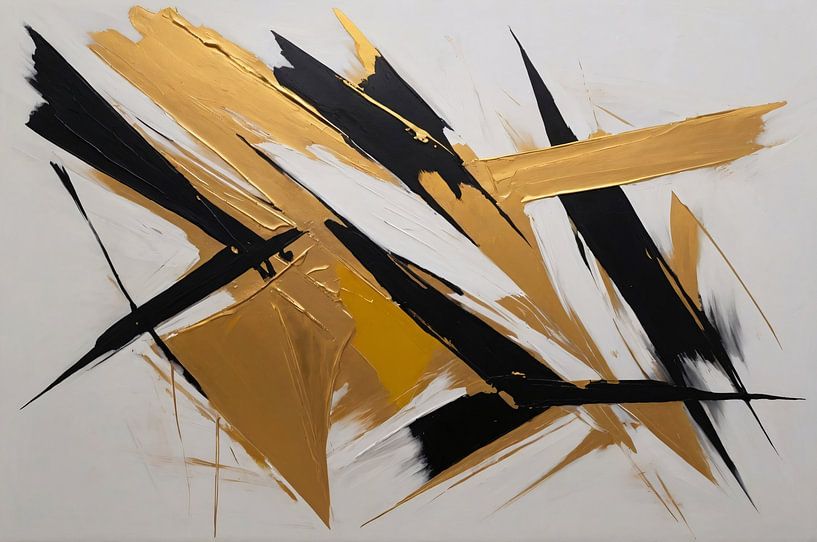 Gouden en zwarte vegen abstract van Art & Soul Creations