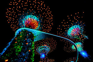 Gardens by the bay lichtshow blauw